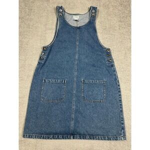 Vintage Arizona Jeans Dress Womens 14W Blue Denim Pinafore Jumper 90s Y2K Modest